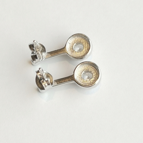 Sterling silver cz drop stud earrings - Picture 4 of 7
